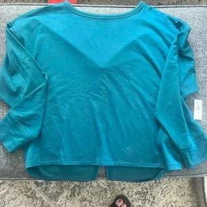 NWT Med Teal long sleeve open back workout top